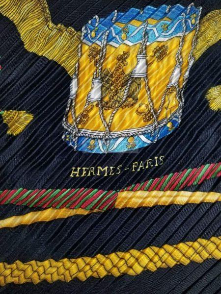 1001-Khăn lụa-HERMES Les Tambours pleated scarf2