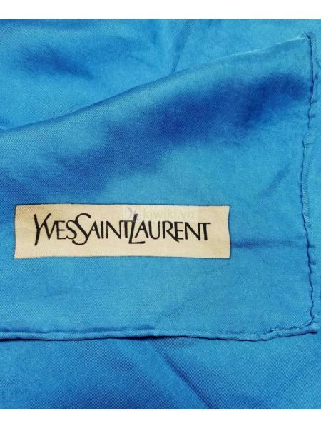 1006-Khăn-Yves Saint Laurent Blue scarf (~58cm x 58cm)1