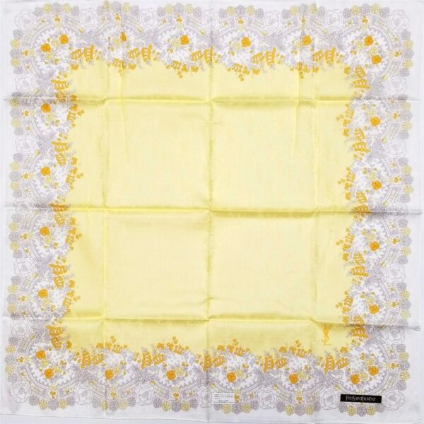 1007-Khăn lụa vuông-Yves Saint Laurent floral scarf-Mới/chưa sử dụng0