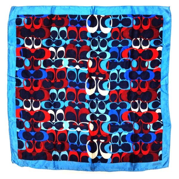 1008-Khăn lụa nhỏ-Coach signature multicolor silk neckerchief (~50cm x 50cm)0