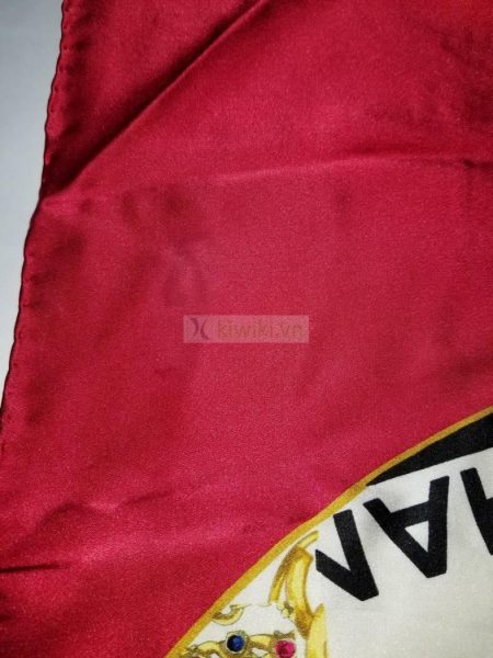 1011-Khăn lụa-CHANEL Red and Black Signature Logo Motif Scarf (~85cm x 85cm)6