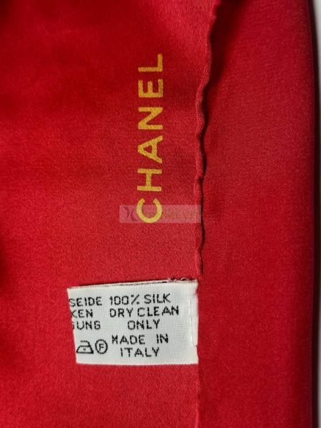 1011-Khăn lụa-CHANEL Red and Black Signature Logo Motif Scarf (~85cm x 85cm)8