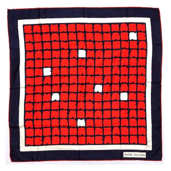 1012-Khăn lụa vuông-Pierre Balmain Graphic Abstract scarf-Khá mới0