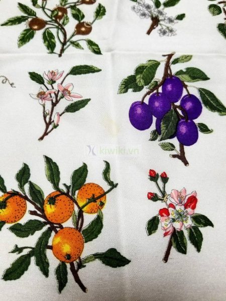 1016-Khăn-Gucci Fruit Pattern Vintage Scarf (~66cm x 66cm)1