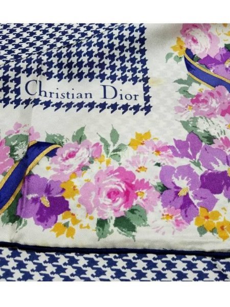 1019-Khăn-Christian Dior floral edging pattern scarf (~77cm x 77cm)2