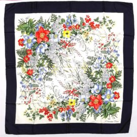1020-Khăn lụa-CHRISTIAN DIOR floral vintage scarf-Khá mới