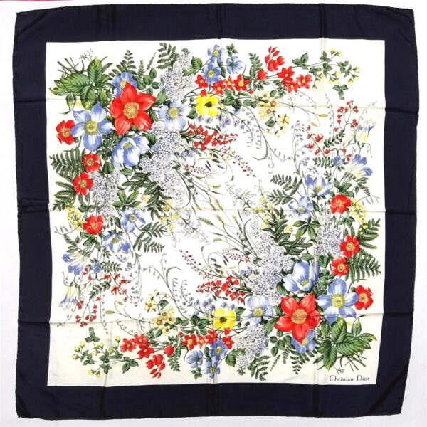 1020-Khăn lụa-CHRISTIAN DIOR floral vintage scarf-Khá mới0