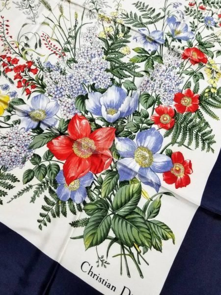 1020-Khăn lụa-CHRISTIAN DIOR floral vintage scarf1