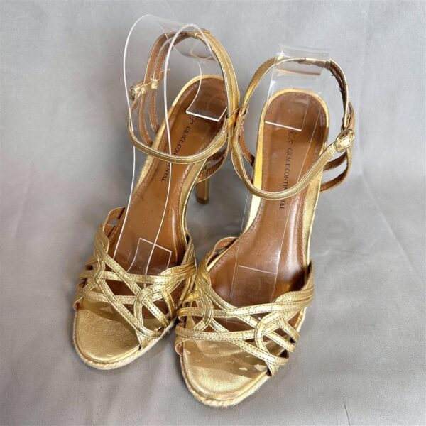 1238-Size 38-GRACE CONTINENTAL gold metallic sandals-Sandal nữ-Đã sử dụng1