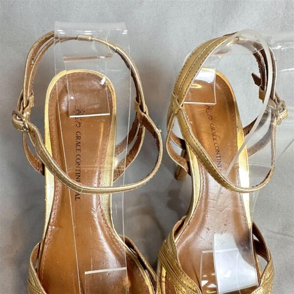1238-Size 38-GRACE CONTINENTAL gold metallic sandals-Sandal nữ-Đã sử dụng4