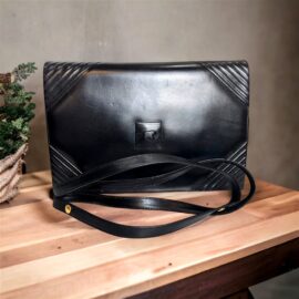 1515-Túi đeo vai-NINA RICCI black leather shoulder bag/Clutch