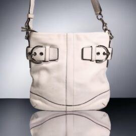 1468-Túi đeo chéo-Coach white leather messenger bag-Đã sử dụng