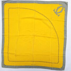 1021-Khăn lụa vuông-Must de Cartier burgundy and yellow chain scarf