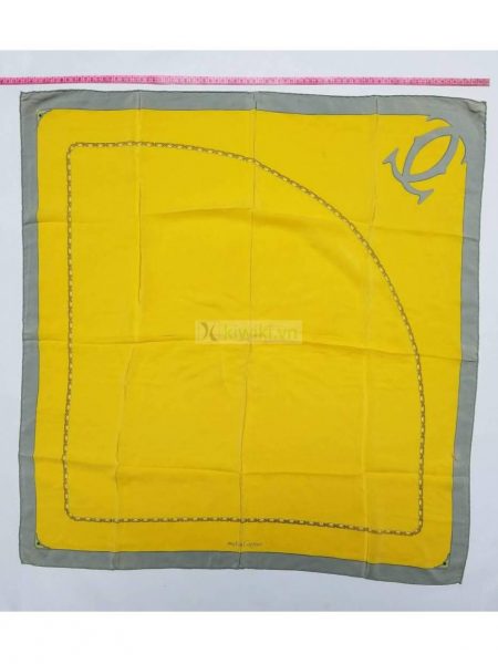 1021-Khăn-Must de Cartier burgundy and yellow chain scarf (~76cm x 76cm)0