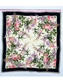 1025-Khăn-Yves Saint Laurent Floral vintage scarf (~76cm x 76cm)