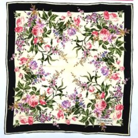 1025-Khăn lụa vuông-Yves Saint Laurent Floral scarf
