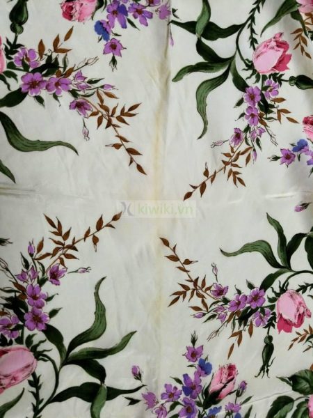 1025-Khăn-Yves Saint Laurent Floral vintage scarf (~76cm x 76cm)2