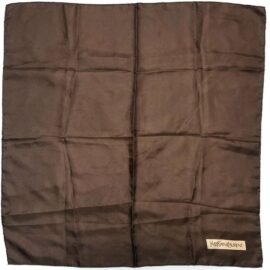 1026-Khăn lụa vuông-Yves Saint Laurent Brown neckerchief (~58cm x 58cm)