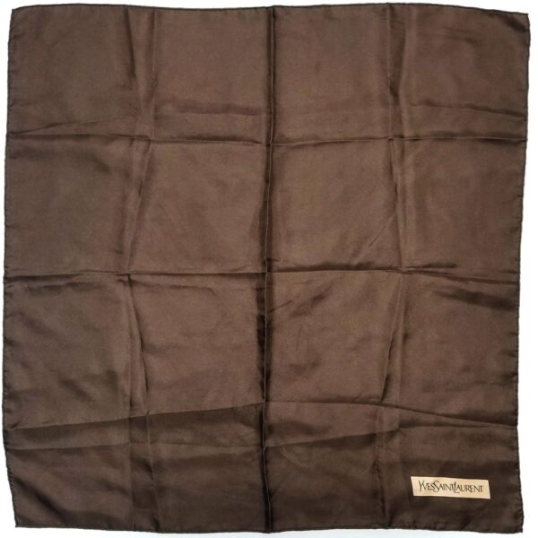 1026-Khăn lụa vuông-Yves Saint Laurent Brown neckerchief (~58cm x 58cm)0