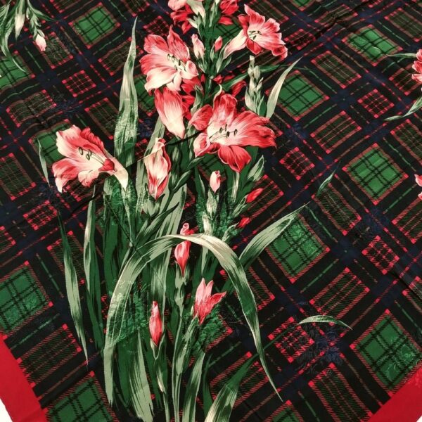 1027-Khăn lụa vuông-Nina Ricci Lily flower vintage scarf (~86cm x 86cm)-Khá mới2