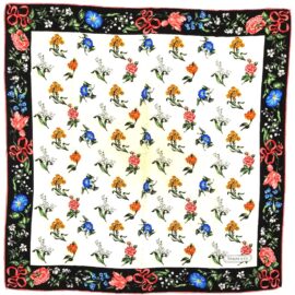 1028-Khăn lụa vuông-Tiffany and Co Floral scarf (~88cm x 88cm)