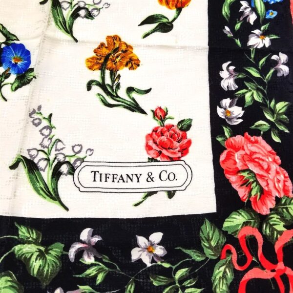 1028-Khăn lụa vuông-Tiffany and Co Floral scarf (~88cm x 88cm)4