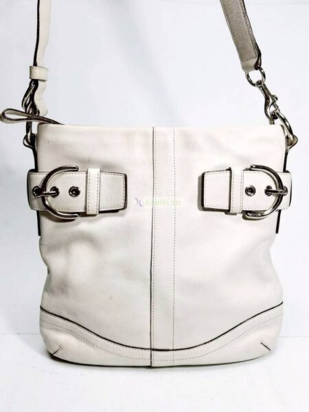 1468-Túi đeo chéo-Coach white leather messenger bag0
