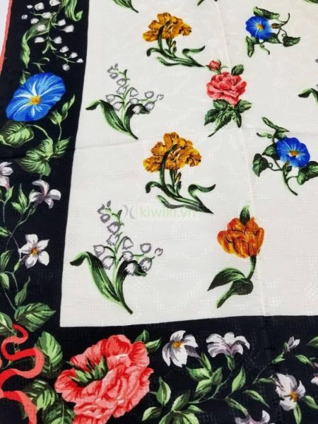 1028-Khăn-Tiffany and Co Floral scarf (~84cm x 84cm)3