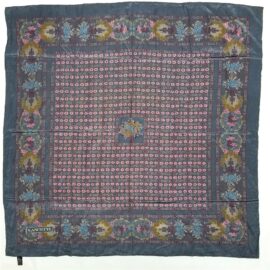 1030-Khăn lụa vuông-Lancetti gray silk scarf (~87cm x 87cm)