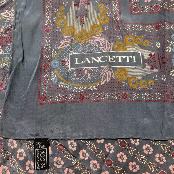1030-Khăn lụa vuông-Lancetti gray silk scarf (~87cm x 87cm)2