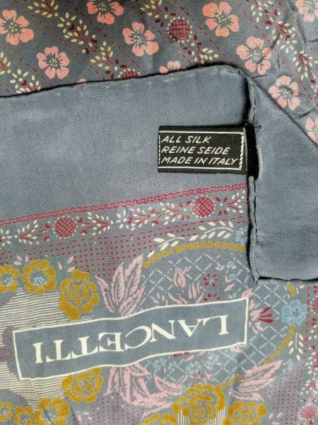 1030-Khăn-Lancetti Gray vintage square scarf (~85cm x 85cm)2