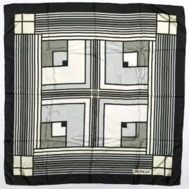 1032-Khăn lụa vuông-GIVENCHY black edging vintage scarf (~78cm x 78cm)