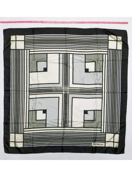 1032-Khăn-Givenchy black edging vintage scarf (~78cm x 78cm)0