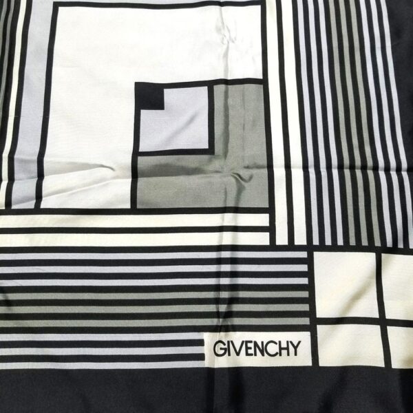 1032-Khăn lụa vuông-GIVENCHY black edging vintage scarf (~78cm x 78cm)3