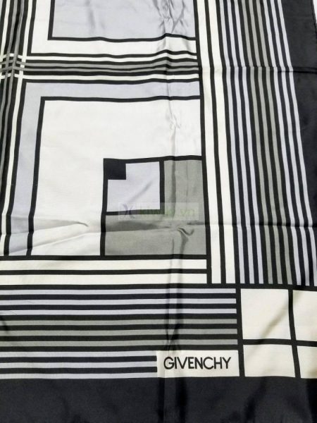 1032-Khăn-Givenchy black edging vintage scarf (~78cm x 78cm)1