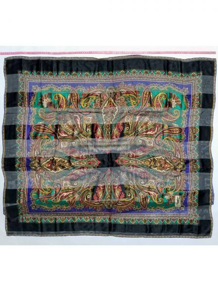 1033-Khăn-Yves Saint Laurent foulards vintage scarf (~98cm x 98cm)0