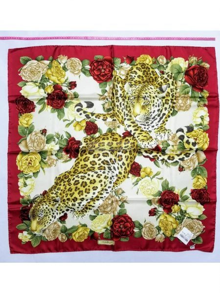 1035-Khăn lụa-SALVATORE FERRAGAMO Leopard and Roses scarf1
