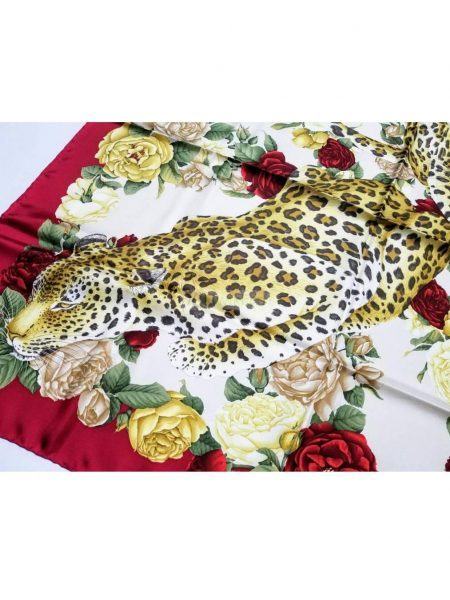 1035-Khăn lụa-SALVATORE FERRAGAMO Leopard and Roses scarf3