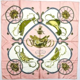 1044-Khăn lụa-HERMES Springs Ledoux pink scarf-Như mới