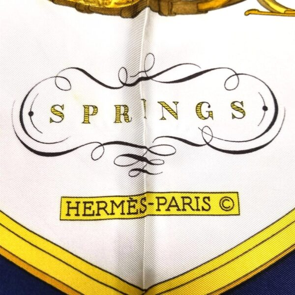 1039-Khăn lụa-HERMES Springs Ledoux blue scarf-Gần như mới7
