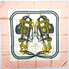1042-Khăn lụa-HERMES Brides de Gala pink edging scarf-Như mới