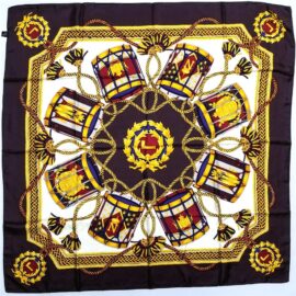 1048-Khăn lụa vuông-Lancel drums pattern scarf – Gần như mới