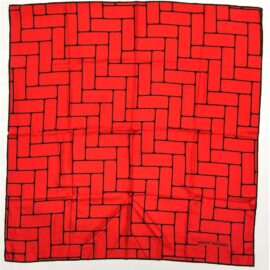 1049-Khăn lụa vuông-Pierre Balmain Red rectangular scarf-Khá mới
