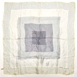 1051-Khăn lụa vuông-Pierre Balmain gray silk scarf (~78cm x 78cm)