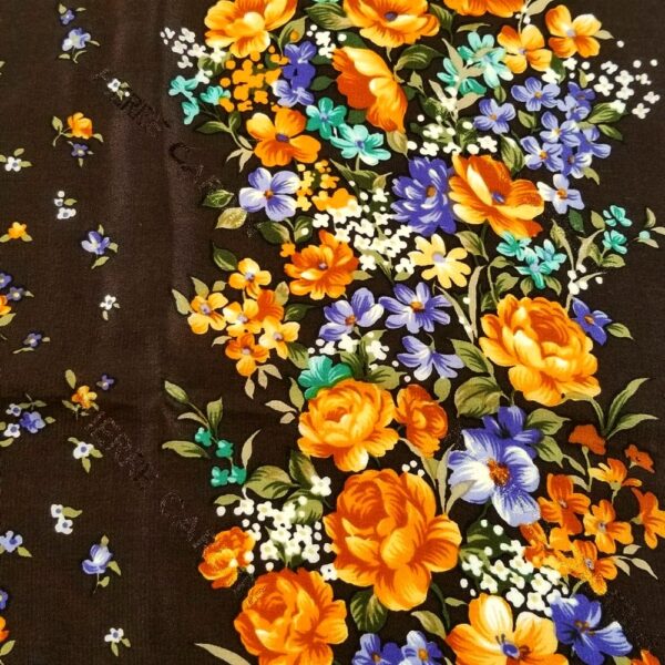 1052-Khăn lụa vuông-Pierre Cardin floral brown scarf (~76cm x 76cm)-Khá mới2