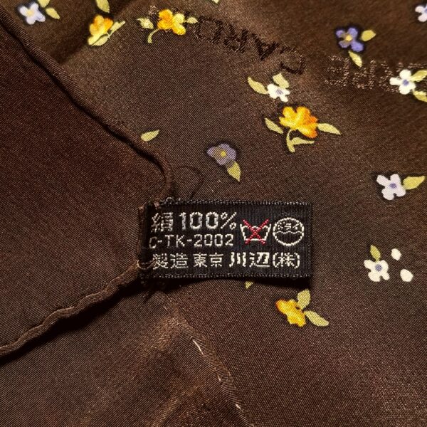 1052-Khăn lụa vuông-Pierre Cardin floral brown scarf (~76cm x 76cm)-Khá mới4