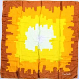 1053-Khăn lụa vuông-Pierre Cardin yellow scarf (~78cm x 78cm)-Khá mới