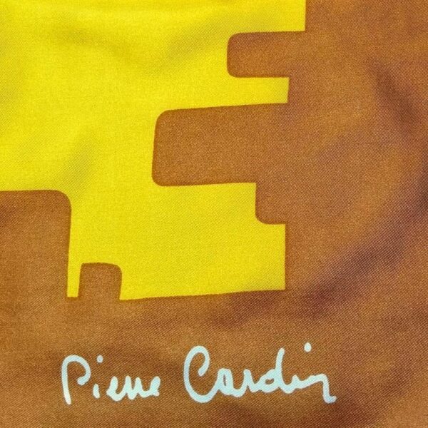 1053-Khăn lụa vuông-Pierre Cardin yellow scarf (~78cm x 78cm)-Khá mới3