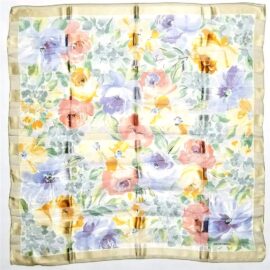 1054-Khăn lụa vuông-Pierre Cardin floral scarf (~87cm x 87cm)-Gần như mới