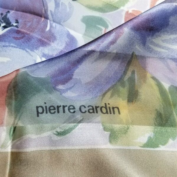 1054-Khăn lụa vuông-Pierre Cardin floral scarf (~87cm x 87cm)-Gần như mới3